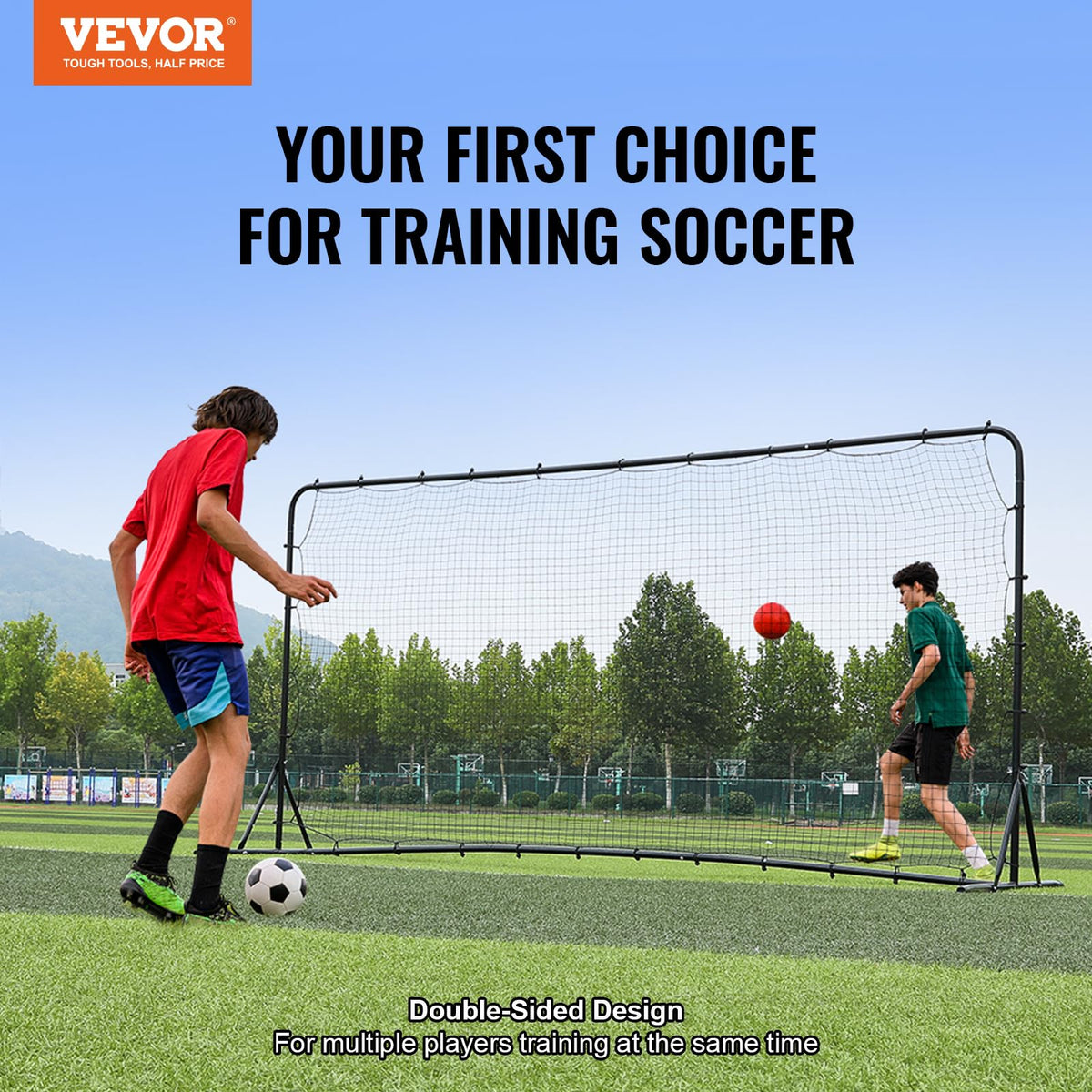 VEVOR Soccer Rebounder Net, 12x6FT Iron Soccer Training Equipment, Sports Football Training Gift with Portable Bag, Volleyball Rebounder Wall Perfect for Backyard Practicing, Solo Training, Passing