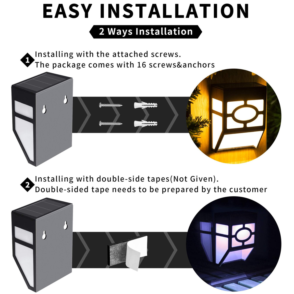 Solpex Solar Deck Lights,Solar Fence Lights, 2 Modes Christmas Decoration Lights,Unique Pattern, Waterproof Automatic Outside, Deck, Patio, Stairs, Yard, Steps, Path & Driveway (RGB & Black 8-Pack)