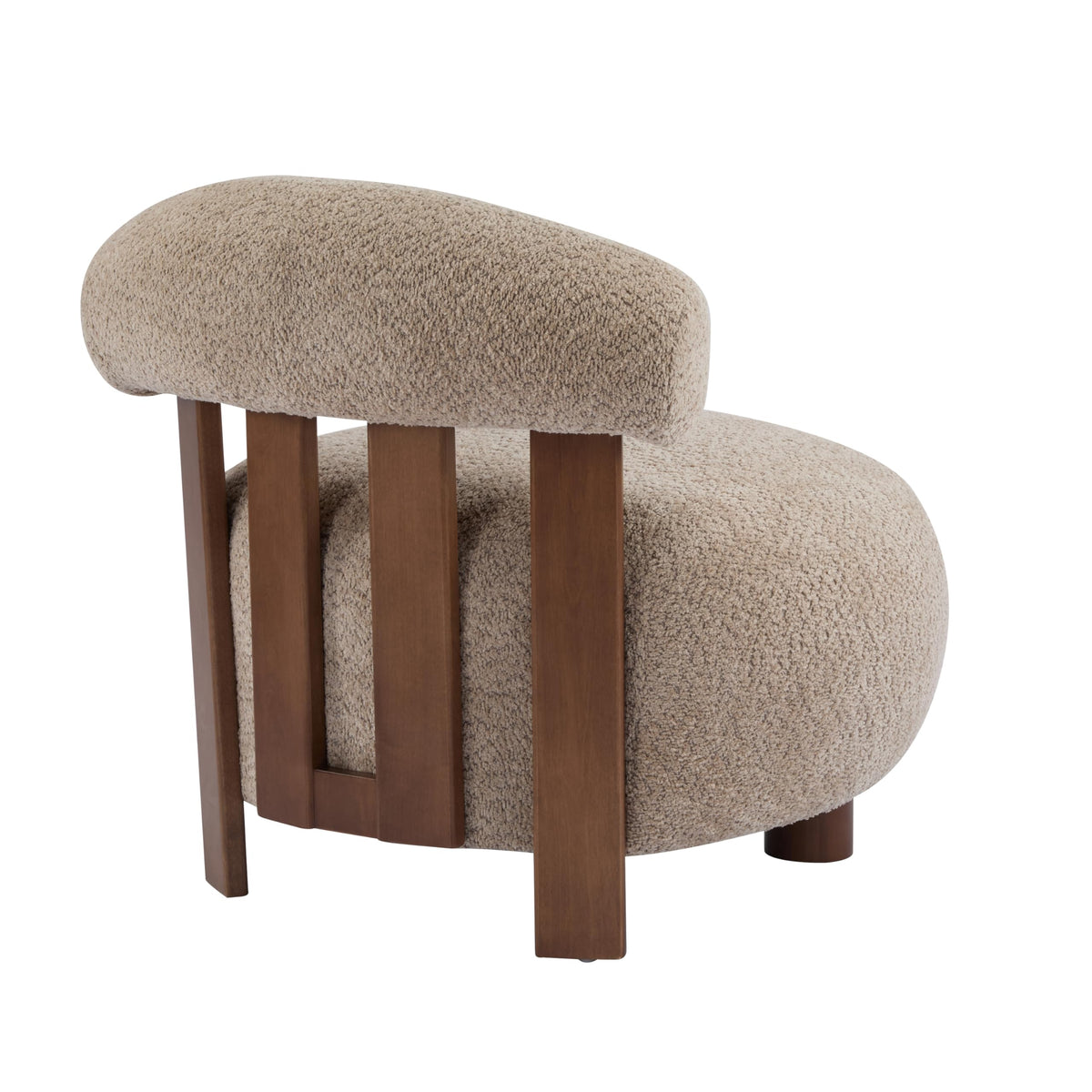 Christopher Knight Home Elvina Boucle Fabric Accent Chair, Solid Wood Single Lounge Sofa, Bedroom Comfy Reading Chair, for Modern Minimalist Style Living Room/Home Office, Light Brown