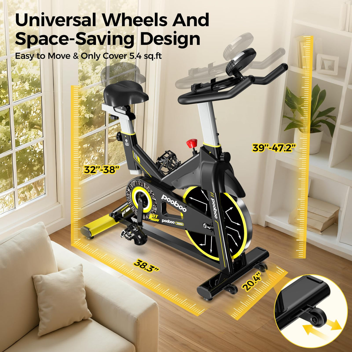 pooboo Exercise Bike,Stationary Bike for Home with Exclusive App,Magnetic Indoor Cycling Bike with 350 lb Weight Capacity,Tablet Mount and for Weight Loss