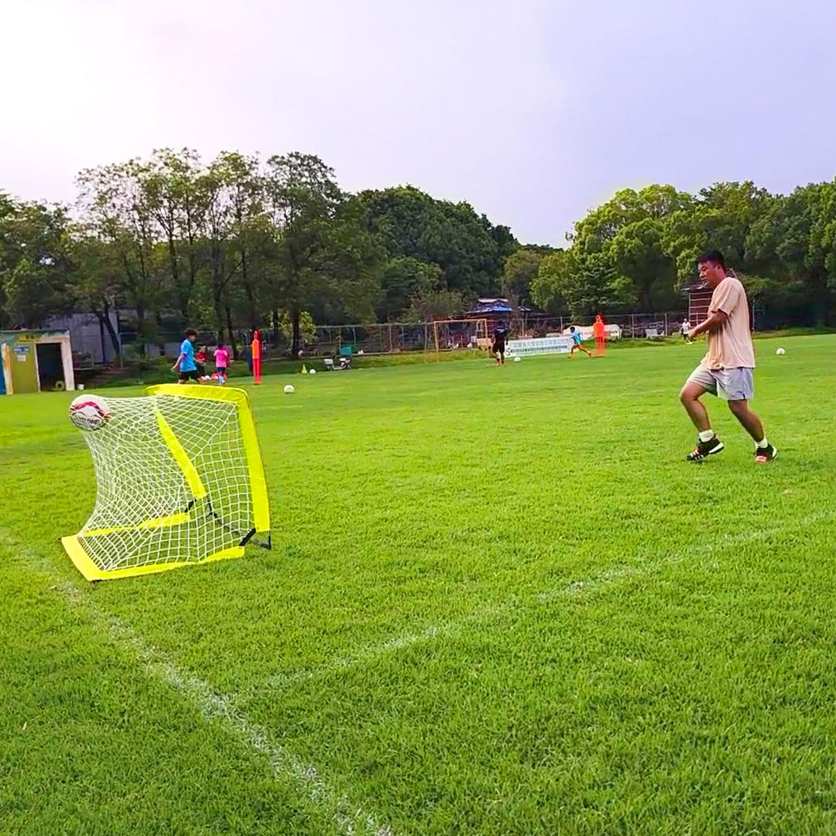 Soccer Goal for Backyard,Mini Soccer Goal with Size 1 Soccer Ball,Pump,Ground Stakes,Carry Bag, Perfect for Backyard,Court,Field,Easy Set up,Great for All Levels