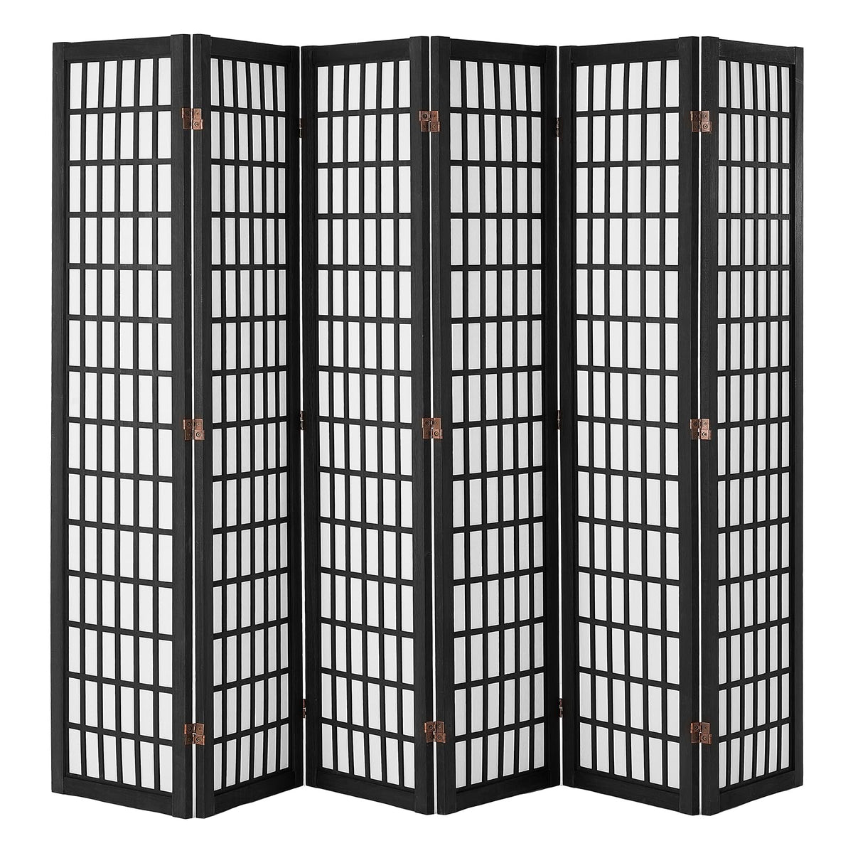 Amacv Room Divider, 6 Panel Japanese Room Divider, Folding Privacy Screen Indoor, Portable Partition Dividers and Decoration Screens, for Room Separation, Home, Office, Restaurant & Bedroom (Black)