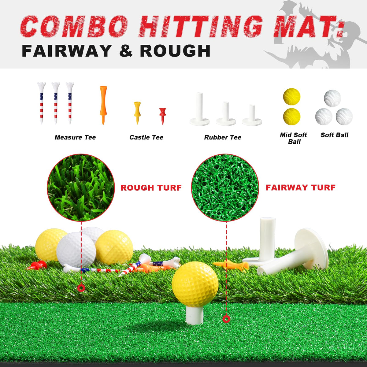 Pro Golf Net, 10x7ft Heavy Duty Golf Practice Net with Mat, Outdoor Indoor Hitting Nets with Noise Reduce Silk Target for Backyard Driving Chipping/Garage Training, Christmas Golf Gifts for Men Boys