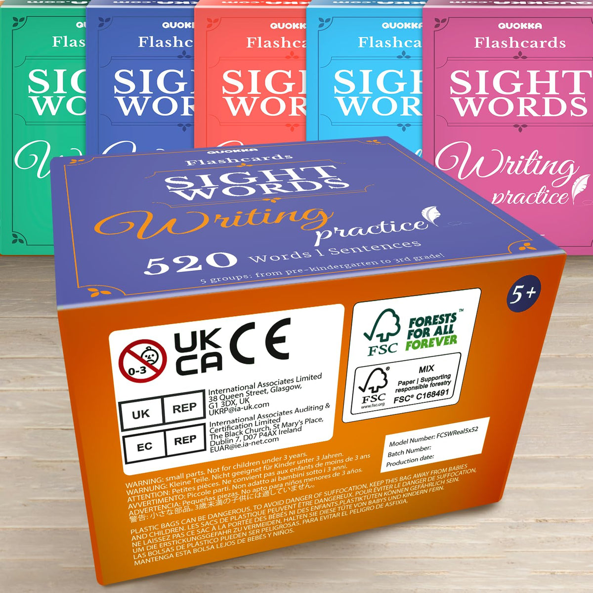 QUOKKA 520 Sight Words Flash Cards for Kids Adults – from Pre-K to 3rd Grade – 5 Levels & Bold Font & Jumbo Size & Dry Erase Cards with Realistic Images & Rings – Based on Dolch & Fry Word Lists