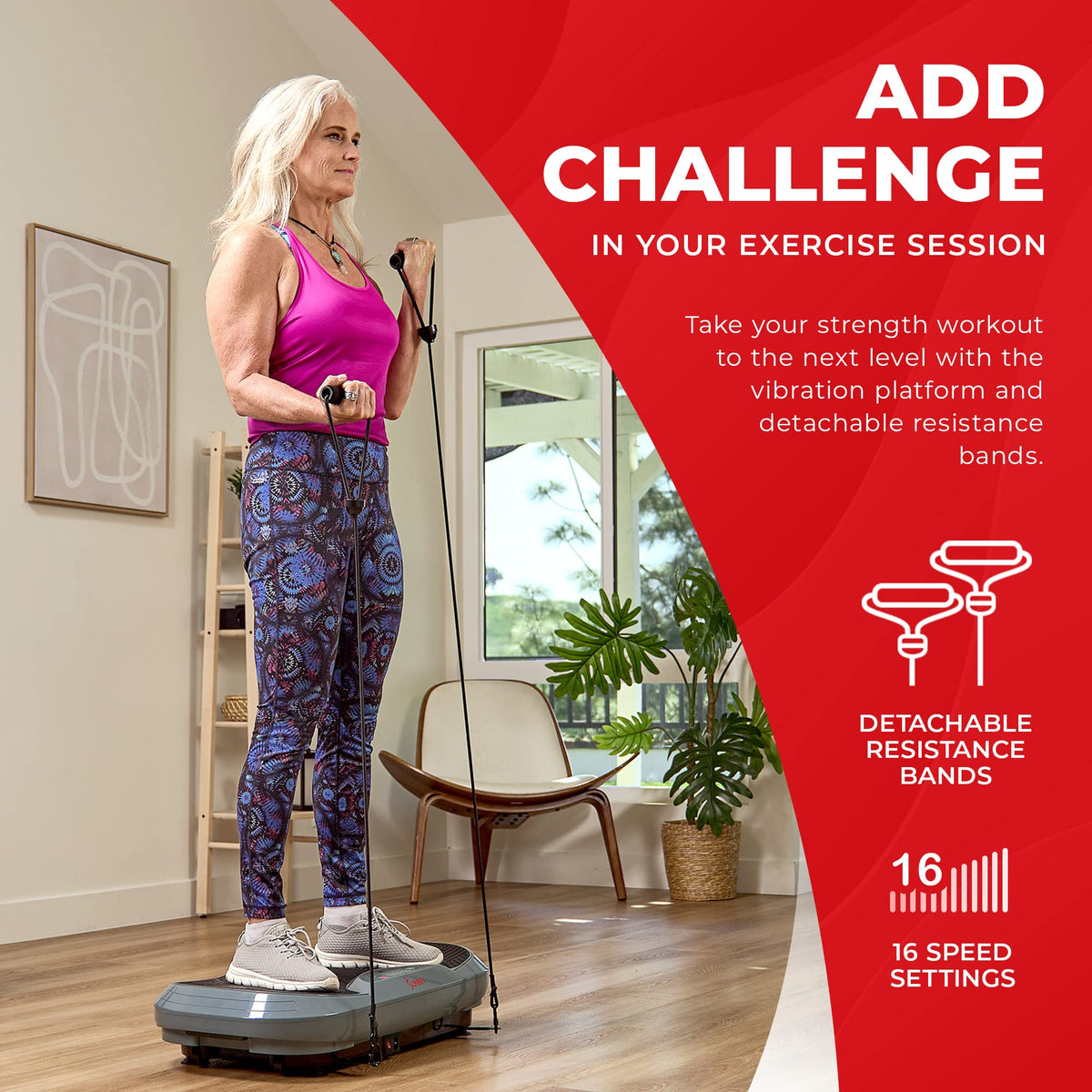 Sunny Health & Fitness Vibration Plate Exercise Machine with Remote & Resistance Bands, Fitboard 3D Vibration Plate Premium Total Body Shaker Platform for Toning, Sculpting & Recovery – SF-VP822057