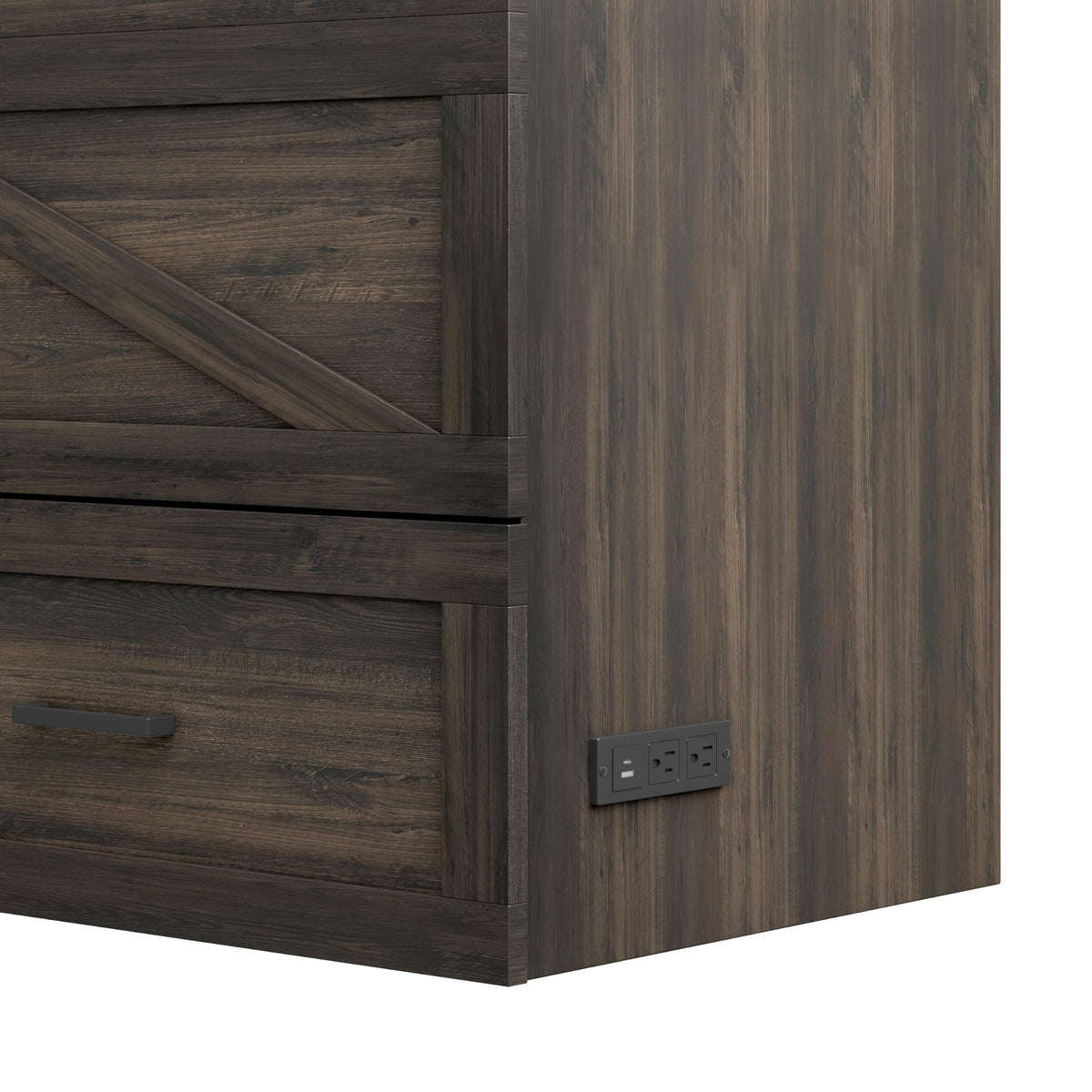Bellemave Full Size Murphy Bed with Charging Station and Storage, Farmhouse Murphy bedframe with Foldable Panel, Noisy Free, for Guest Bedroom, Living Room, Office, Rustic Gray