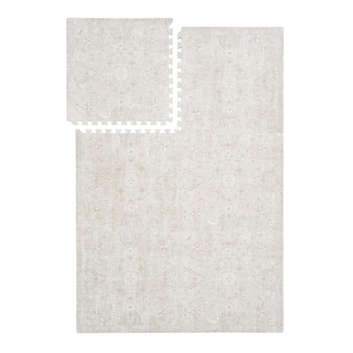 PopsyKosy Premium Baby Floor Play Mat - Extra Thick & Cushioned 1 inch Playroom Foam Mat, Non-Toxic Odorless - 6 Tiles - Spacious 6x4 ft. - Stylish & Large, Waterproof for Kids & Toddlers - Pearl Beige