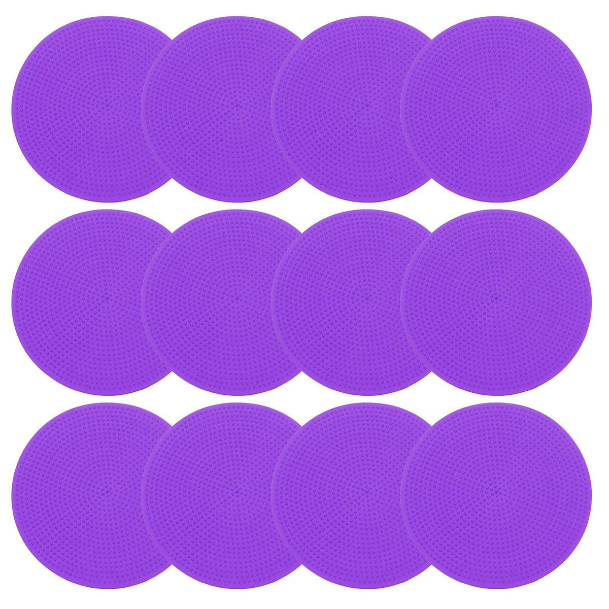 PATIKIL 4 Inch Poly Spot Markers, 12Pcs Non Slip Rubber Floor Dots with Storage Bag Flat Agility Cones for Sports Training Basketball Football, Purple