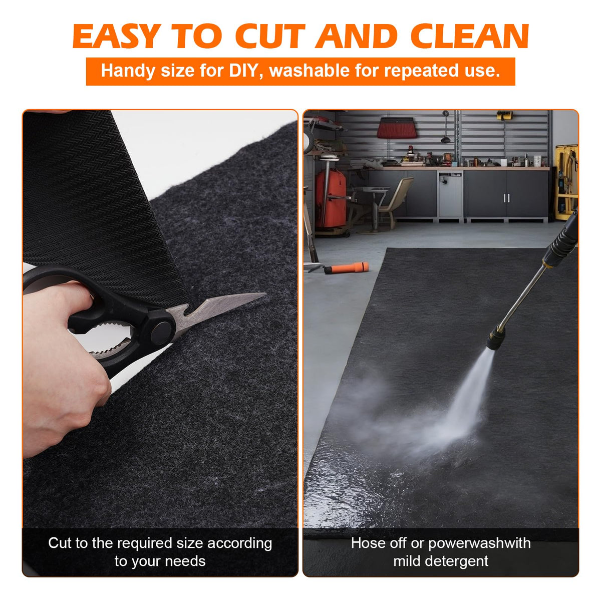 Grefinity Oil Spill Mat, 60" x 72" Oil Mat for Driveway, Under Car Pad for Garage Floor, Protects Against Oil, Chemicals & Stains with TPE Anti-Leak Backing, Reusable & Washable