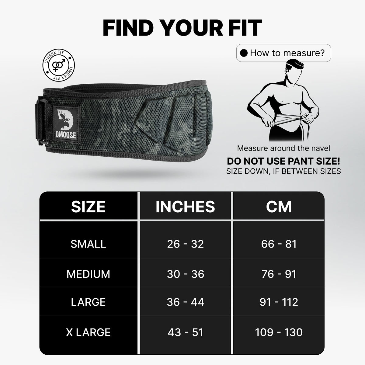 DMoose Fitness Weight Lifting Belt for Squats, Deadlift & Intense Workout - 6" Adjustable Fit Auto Lock Weightlifting Belt for Men & Women - Neoprene Gym Belts for Stability (Black Camo 2.0)