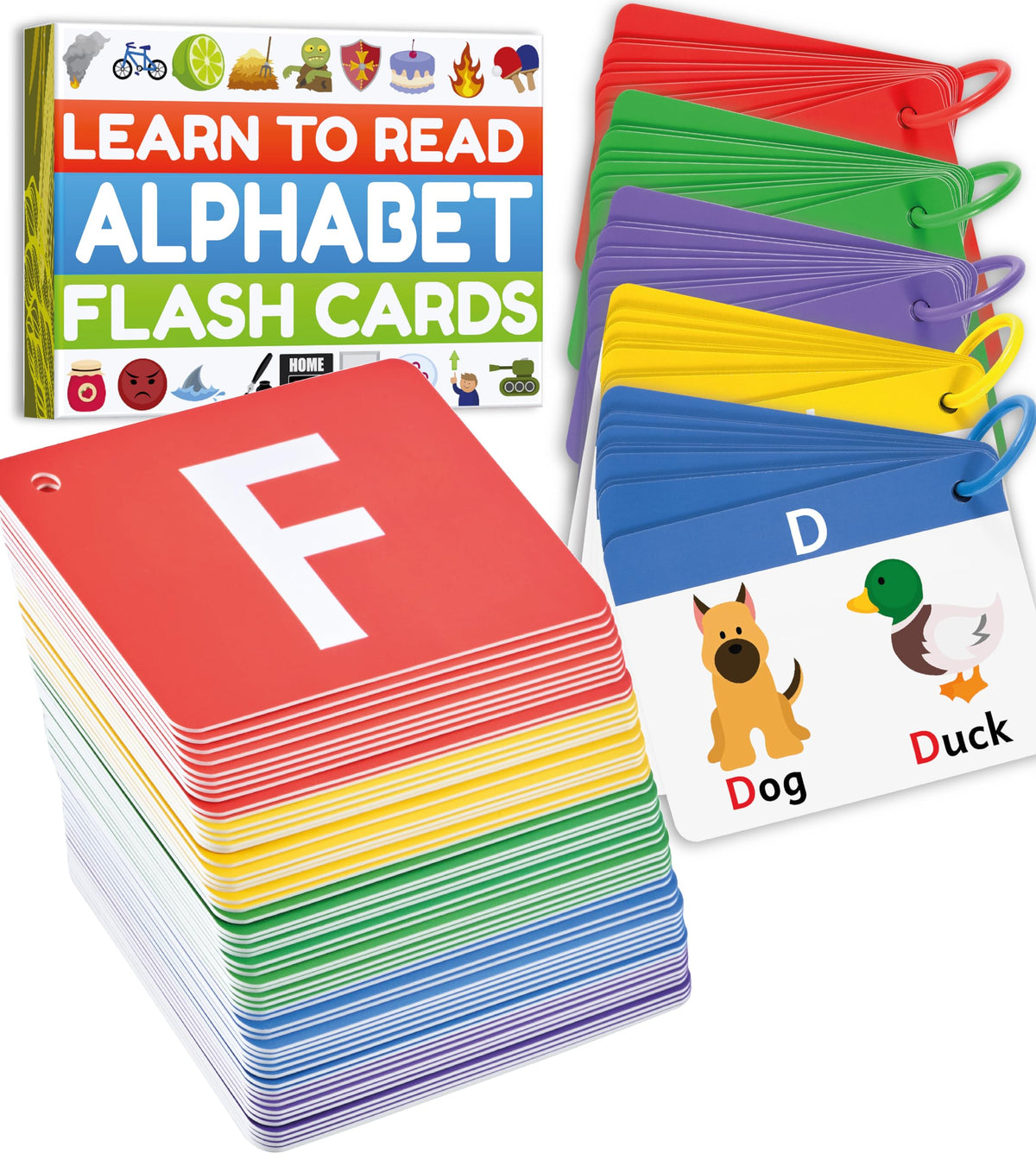 THE BAMBINO TREE Alphabet Flash Cards - Thick ABC Flash Cards for Kids Ages 3-6 - Lowercase & Uppercase Letter Recognition Learning Game