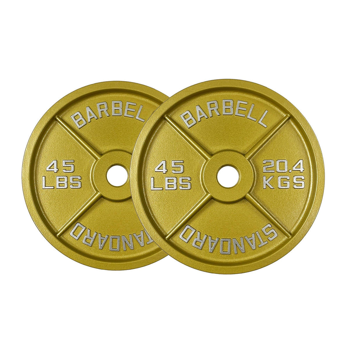 Gold Finish Olympic Steel Plates - Pairs and Sets 2 Inch Barbell Standard in Premium Gold for Weight Lifting (175lb Set)