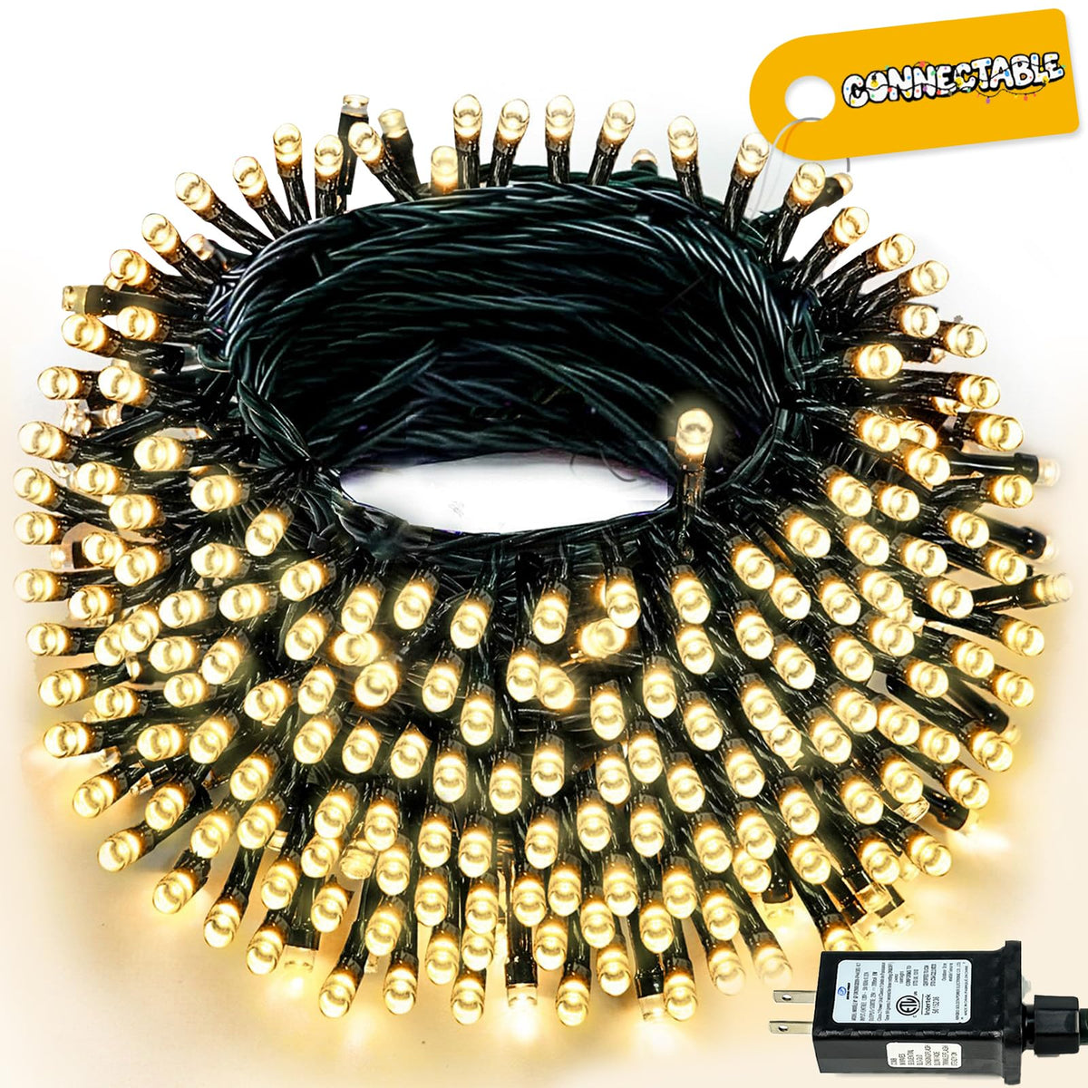 Connectable 240LED 88Ft 13Modes String Lights Outdoor Indoor | Extendable Green Wire Christmas String Lights with Timer | Twinkle Fairy Light Plug in for Xmas Tree Garden Decor Party (Warm White)