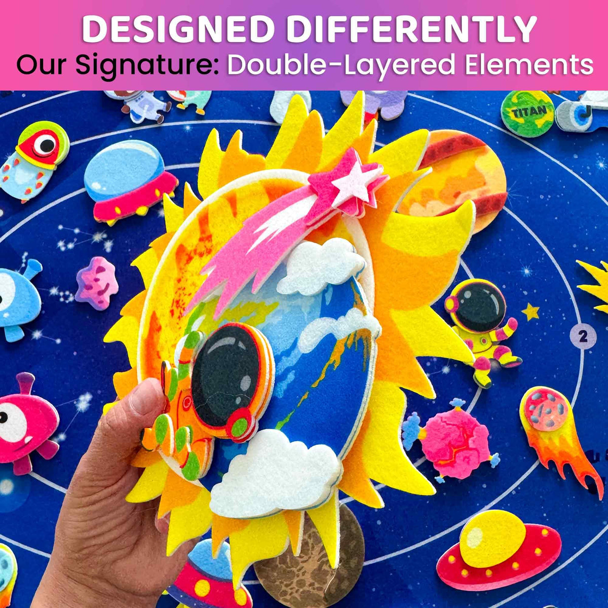 QUOKKA Space Felt Board for Kids 3-5 Years Old - Social Emotional Preschool Learning Activities for Ages 3-5 - Educational Flannel Toy Speech Therapy Gift