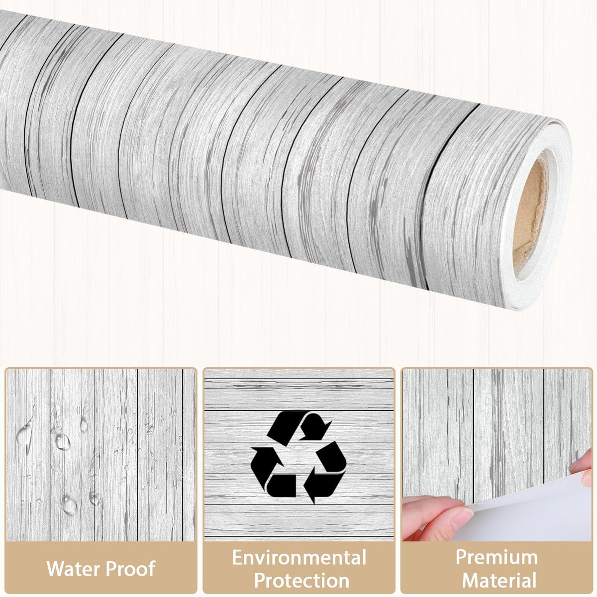 Qyeahkj Wood Grain Bulletin Board Paper Roll Rustic Bulletin Board Background Paper Gray Fade Resistant Classroom Decoration Poster Art Craft Home Wall Education Decor Supplies 17.7in x 20ft