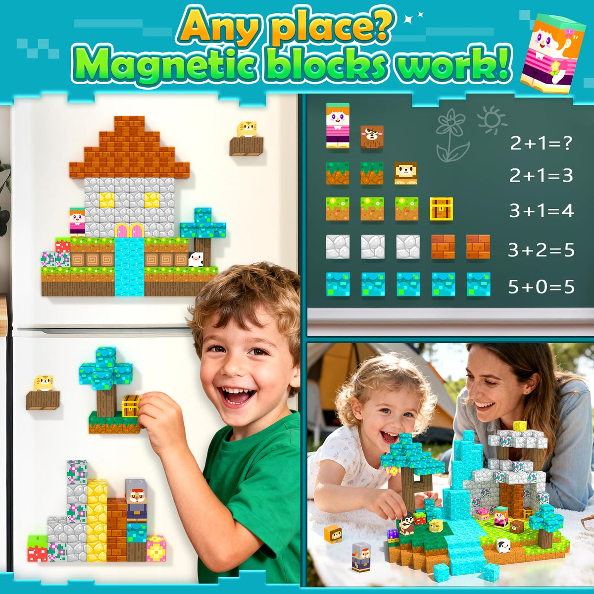 Soyee 150PCS Magnetic Blocks - Magnetic Building Blocks Stacking Magnets Toys for Kids Montessori Sensory STEM Toddler Construction Toys for Ages 3-5 5-7 8-13 Christmas Birthday Gifts
