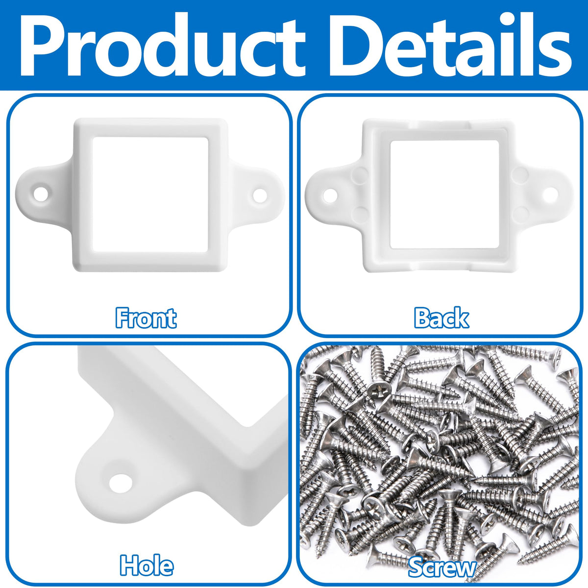 Shupakul 40 Pcs H705 LED Light Mounting Bracket Clip,Waterproof H705 LED Lights Mount Set with 80 Screws,Screw Mounting White Square Light Brackets for Outdoor Installation