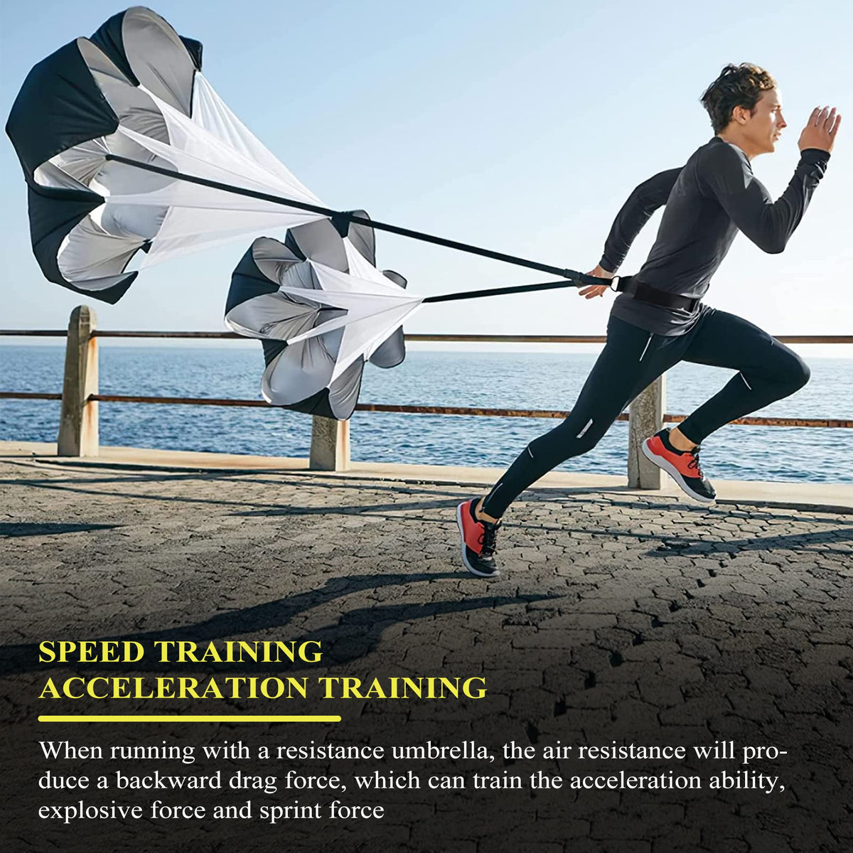 "N/A" 2 Umbrella Running Parachute Speed Training 56 inch Speed Training Resistance Parachute for Kids Youth and Adults Weight Bearing Running and Fitness Core Strength Training