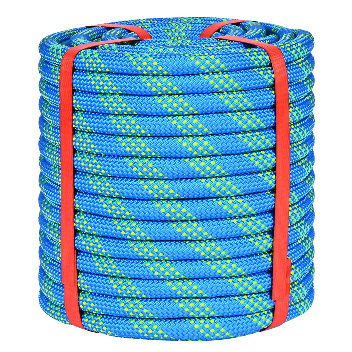 Lopevex 1/2 Inch Static Climbing Rope (100 Ft) - 9000lbs High Strength Arborist Bull Rope for Tree Work, Safety Rescue & Rigging - 48 Strand Core, Blue