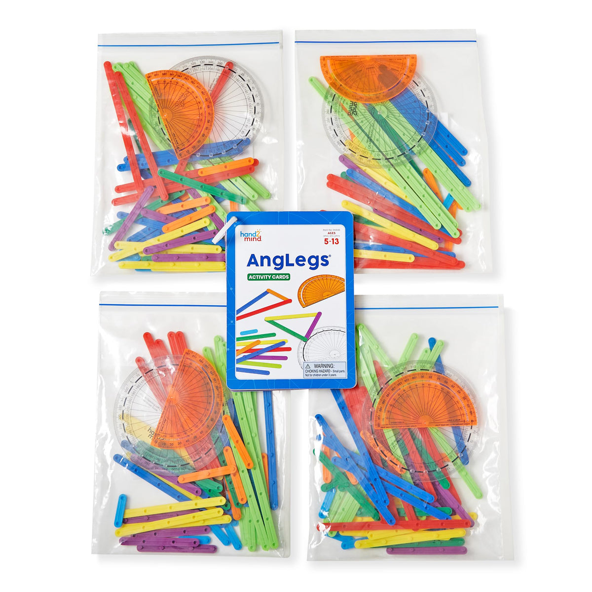 hand2mind AngLegs Small Group Set with 8 Protractors, Geometry Manipulatives, Geometric Shapes for Classroom, Montessori Math Materials, Math Teaching Tools, 4th Grade Math Manipulatives for Kids