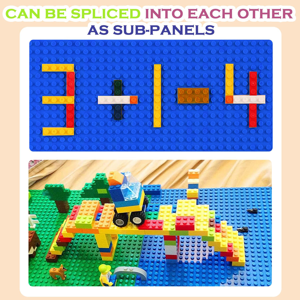 EKIND 4 PCS Classic 5" x 10" Building Baseplates, Compatible with Major Brands Toy Bricks, Encourage Logic & Creativity Through Play, Ideal STEM Activities for Children (Dark Gray)