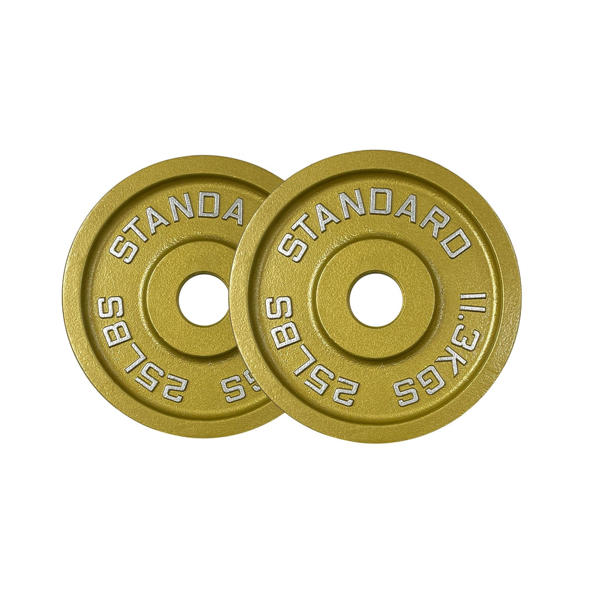 Gold Finish Olympic Steel Plates - Pairs and Sets 2 Inch Barbell Standard in Premium Gold for Weight Lifting (175lb Set)