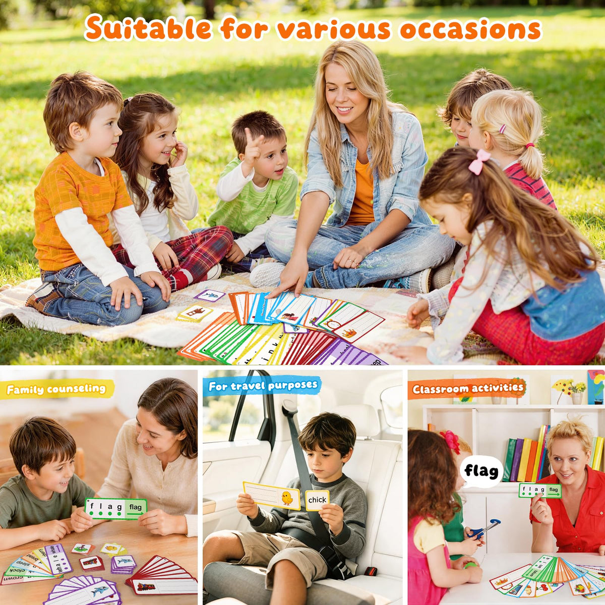 LilLaufy Phonics Games Flash Cards for Kids, Sight Word Spelling Games, Digraphs and Blends flashcards, Speech Therapy Toys for Toddlers, Learn to Read, Preschool Kindergarten Learning Activities