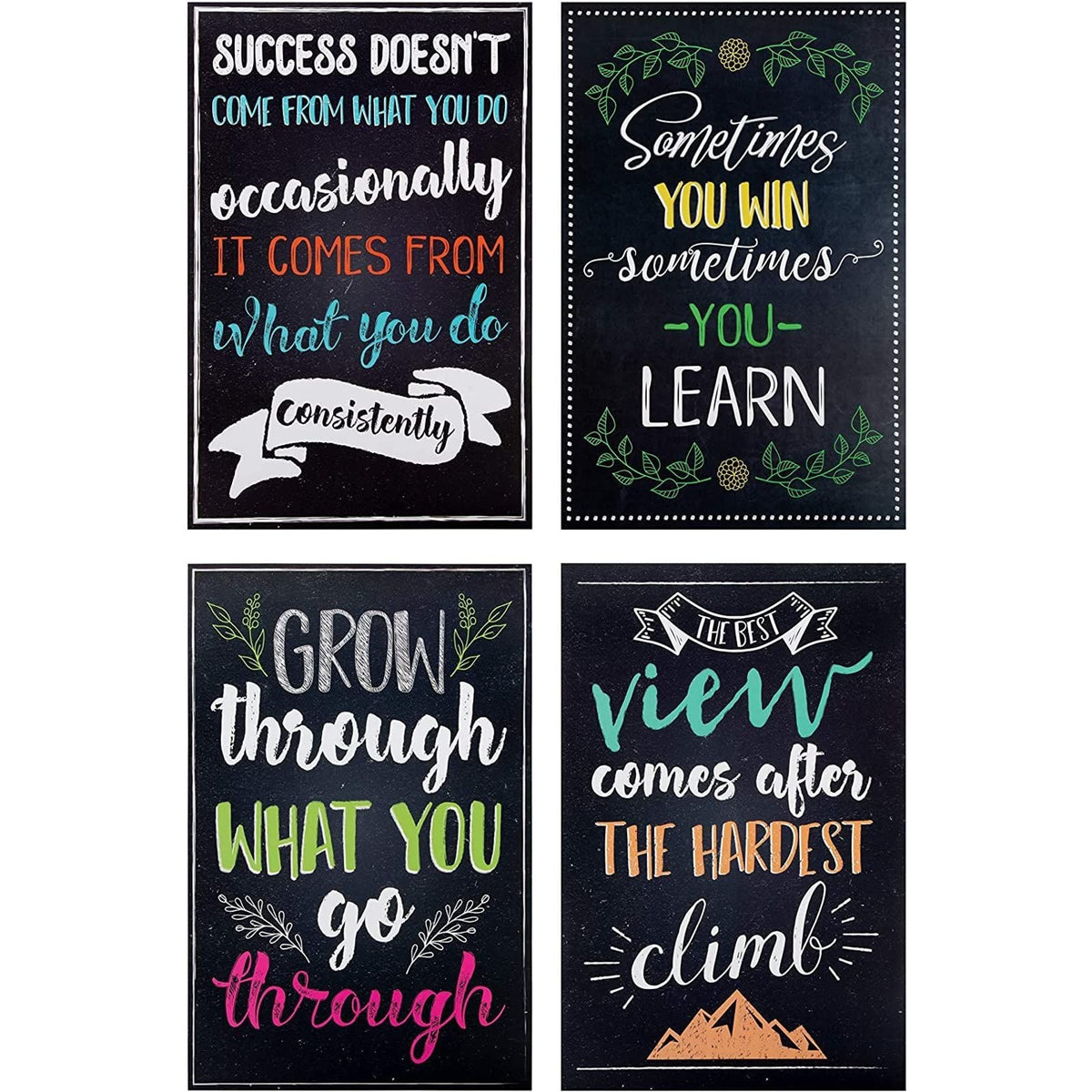 Juvale 20-Pack 13x19 in Motivational Classroom Posters - Chalkboard-Style Wall Decor, Classroom Decor, Bulletin Board Decorations, School Supplies for Teachers, Growth Mindset Posters