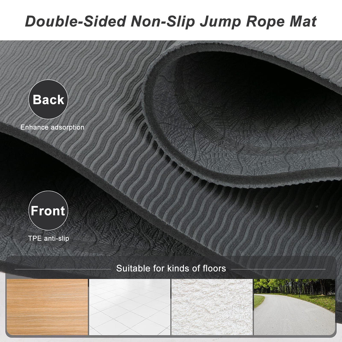Jump Rope Mat 71"x24" Large Non-Slip Indoor Outdoor Exercise Fitness Mat, High-Density Workout Shock Absorption for Home Gym Flooring Concrete Jumping Rope