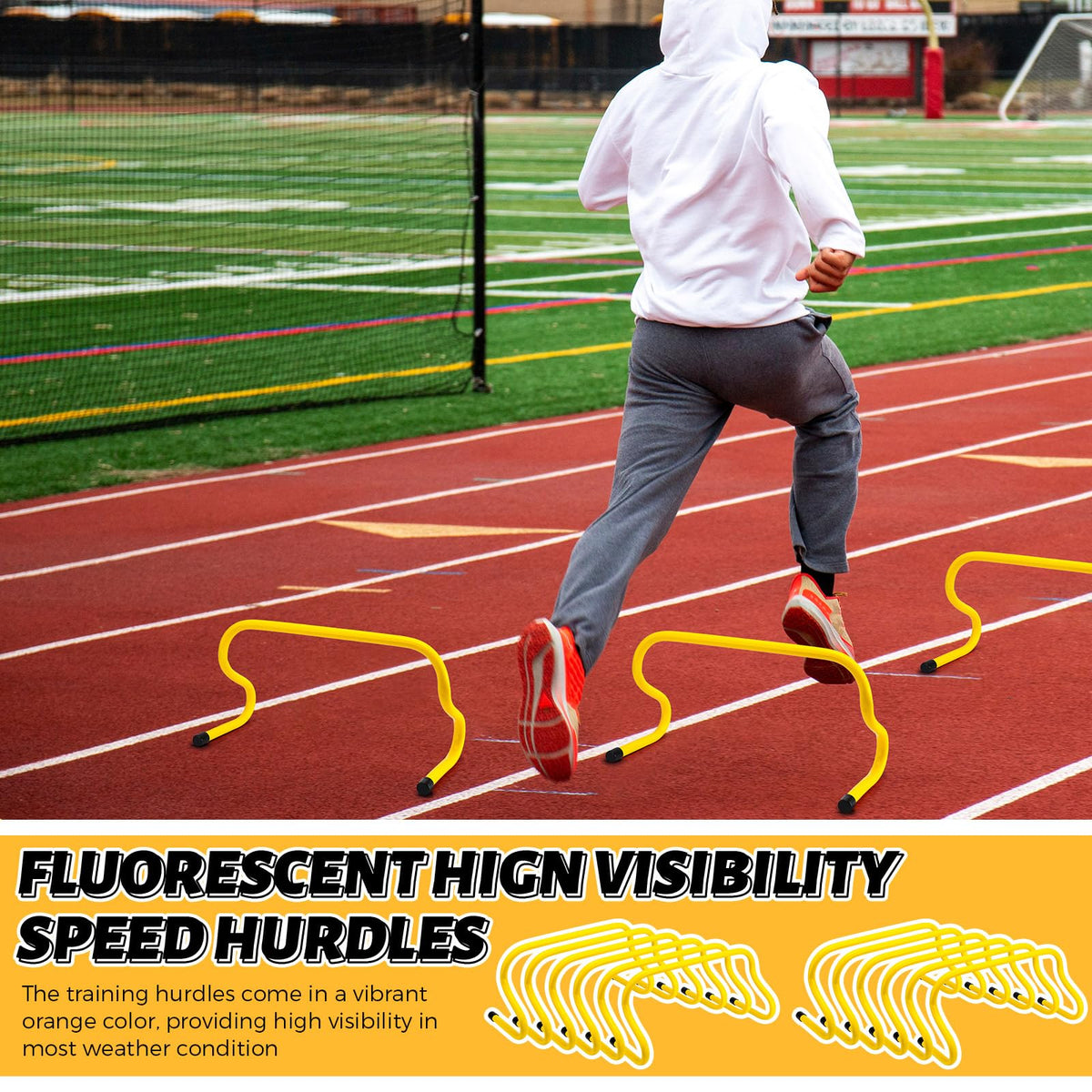 Wettarn 12 Pcs 9" Speed Training Agility Hurdles for Athletes Reliable Training Hurdle Plyometric All Purpose Practice Equipment for Soccer Basketball Football(Yellow)