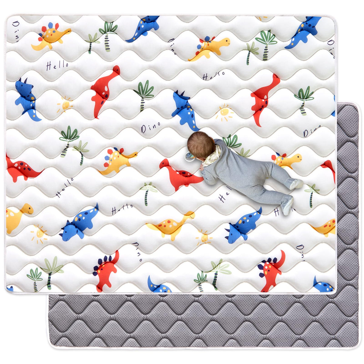 Odorless Premium Foam Baby Play Mat 50" x 50", Soft Microfiber Fabric Crawling Mat for Floor- Comfortable and Hypoallergenic, Non-Slip Cushioned Floor Playpen mat for Infants,Babies,Toddlers