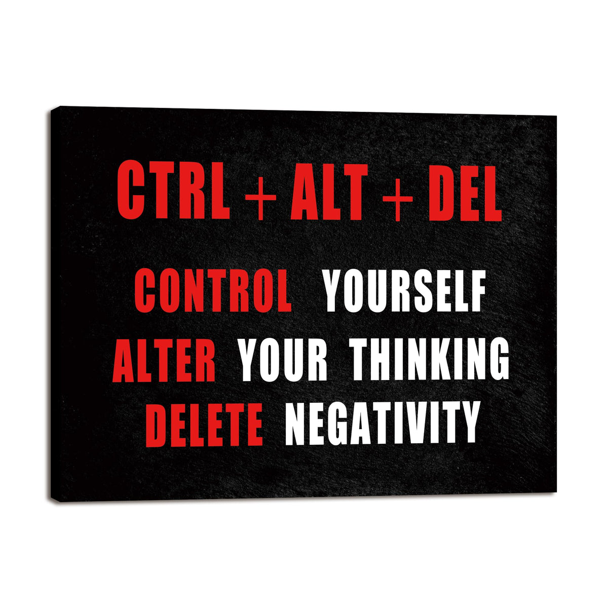 Pyradecor Black Red and White Motivational CTRL+ALT+DEL Classroom Positive Quotes Inspirational Poster Canvas Prints Wall Art for Office Living Room Home Decorations