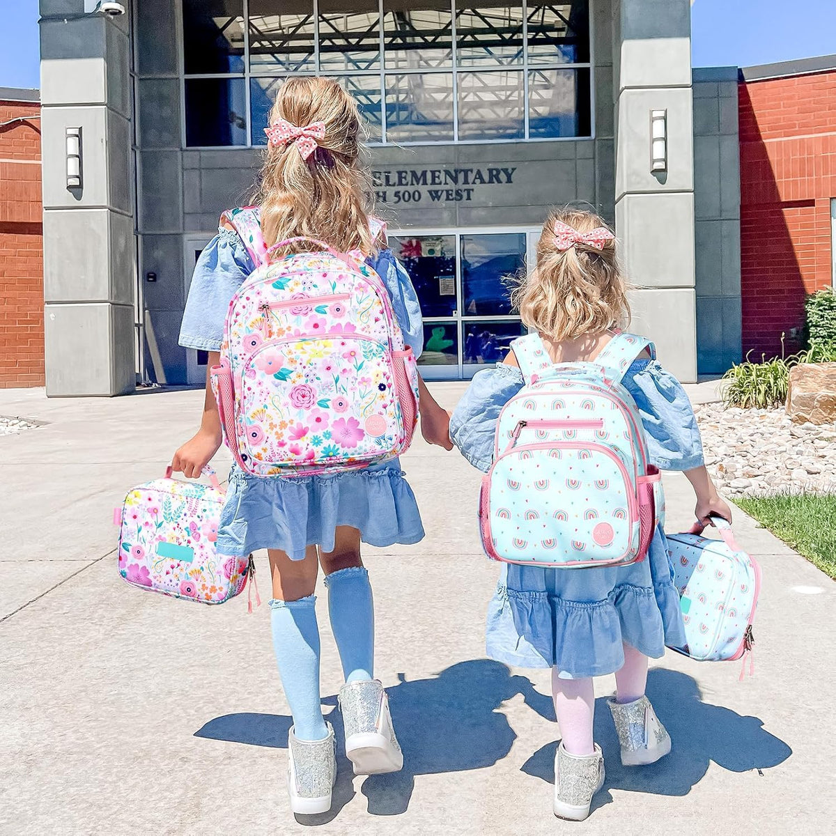 mibasies Kids Backpack for Girls: Girls Backpack 5-8 - Kindergarten Elementary School Bookbag for Girl - Flower Pink