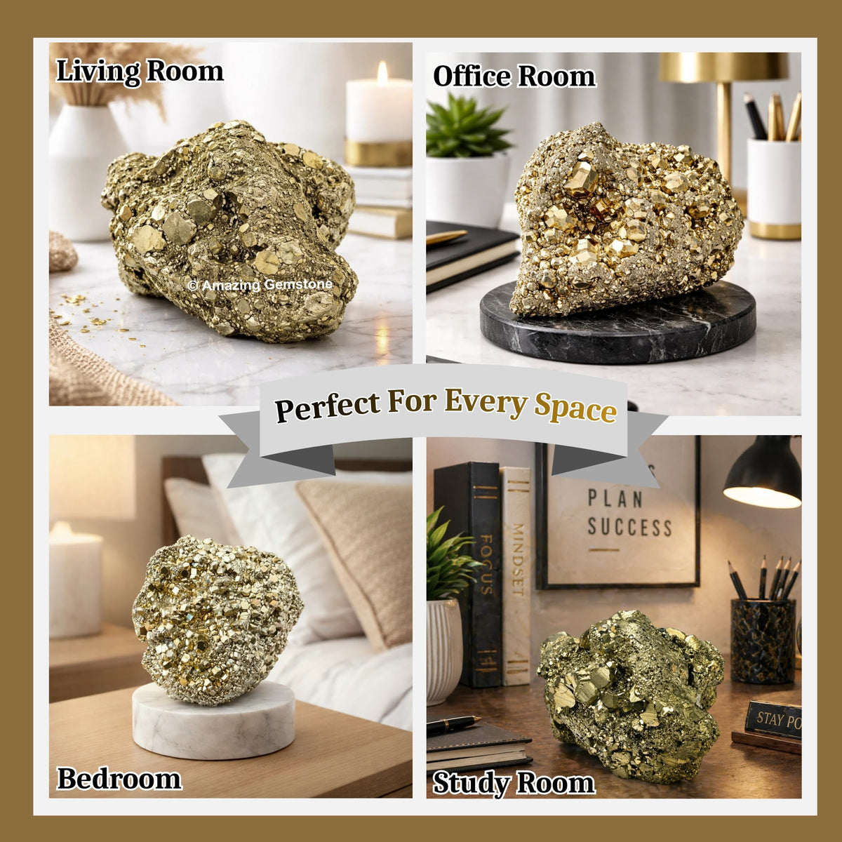 Amazing Gemstone Small Pyrite Crystal Stone Cluster Samples - Extra Large High Energy Natural Iron Pyrite Stone Pirita Piedra Original with Healing Properties (Upto 40 Gram)