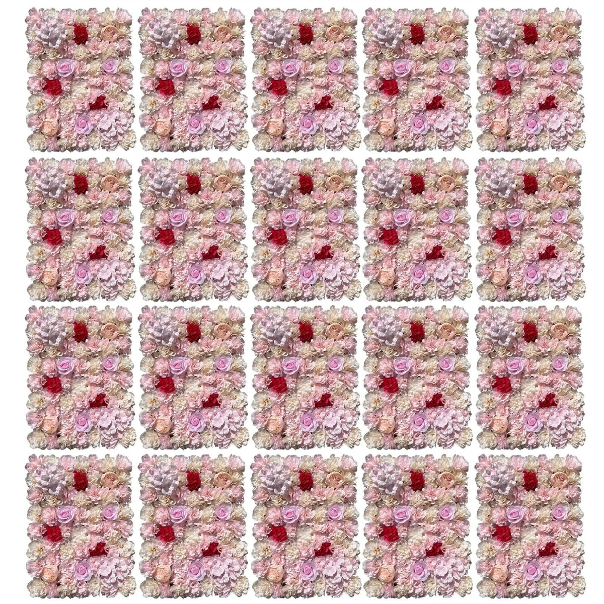 TYLPFH 20PCs Flower Wall Panel 40x60cm Artificial Flowers Backdrop Silk Fabric Wedding Garden Decoration