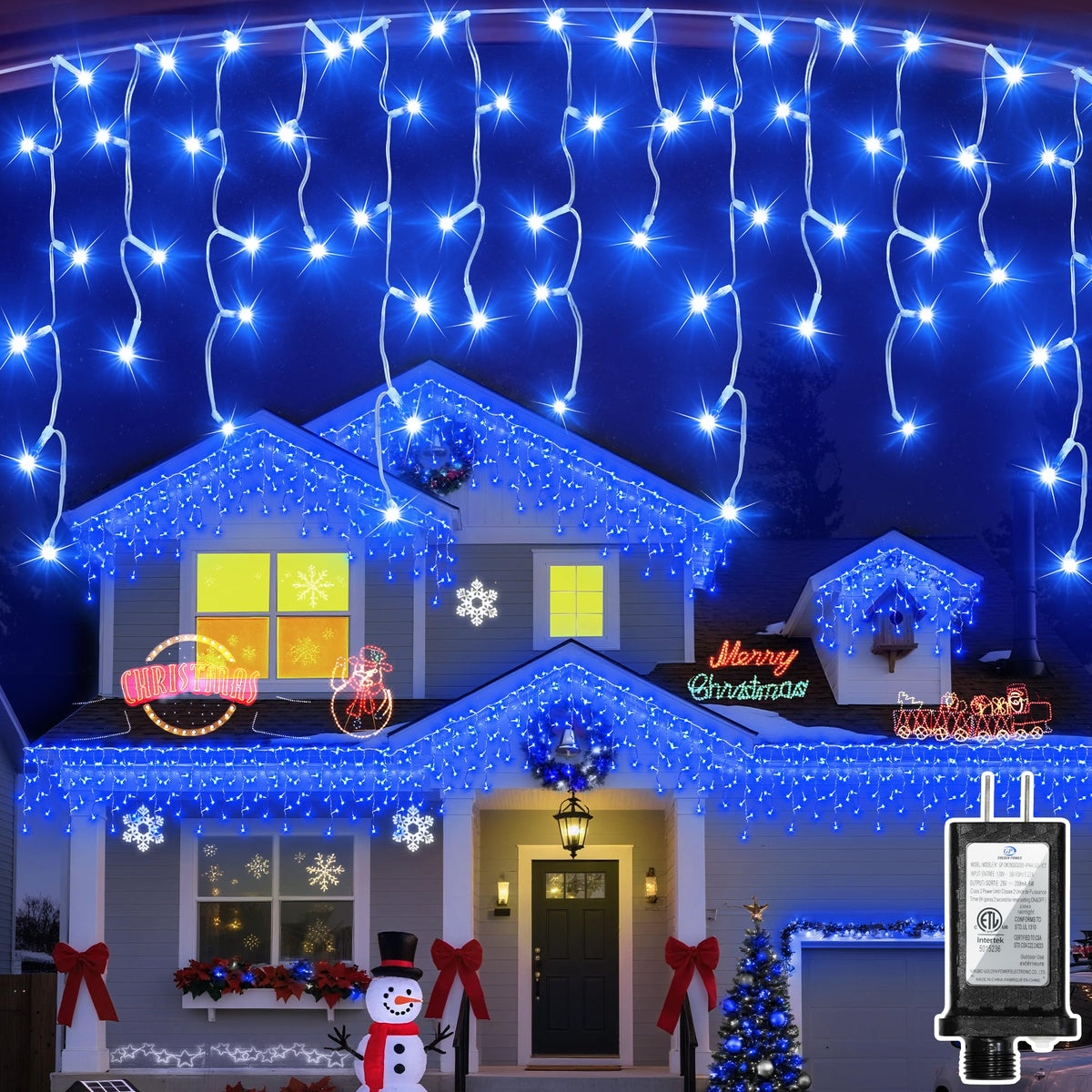 1620 LED Christmas Lights Outdoor 164 FT with 360Drops, Christmas Decorations Hanging Lights 12 Modes, Dimmable Outsite Fairy String Lights for Wedding Party Holiday Winter Wonderland Decor Blue