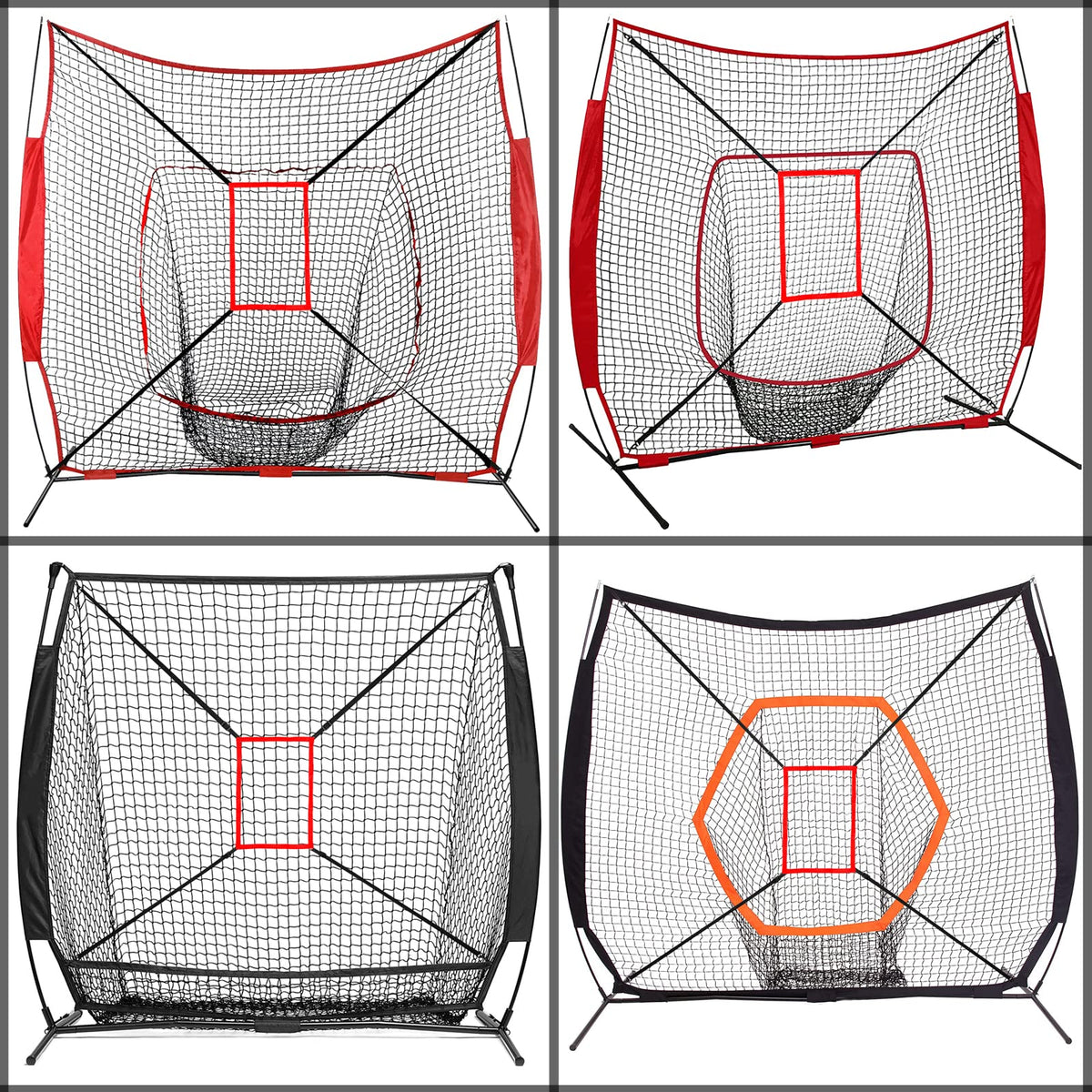 AOLIGEIJS Baseball Net Adjustable Strike Zone Target… (Strike Zone, Red)