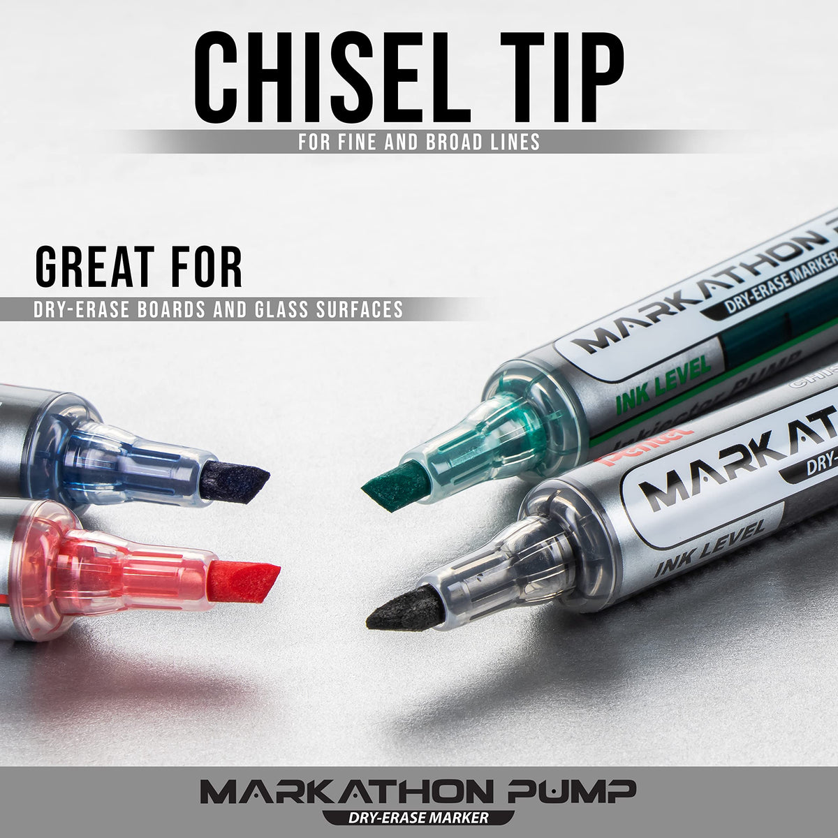 Pentel Markathon Pump Dry Erase Marker, Chisel Tip, Green Ink, 12 Pack (MWL6SX-D)