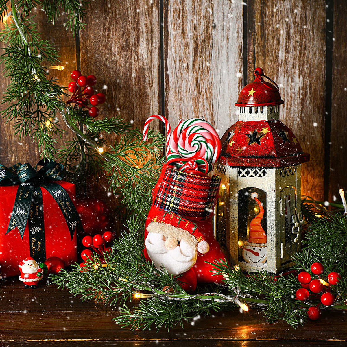 Spiareal 1 Pcs 5.74 ft Christmas Garland with Light Christmas Lighted Pine Garland Prelit Battery Operated Cedar Pine Cone Red Berry Greenery for Mantle Fireplace Decor