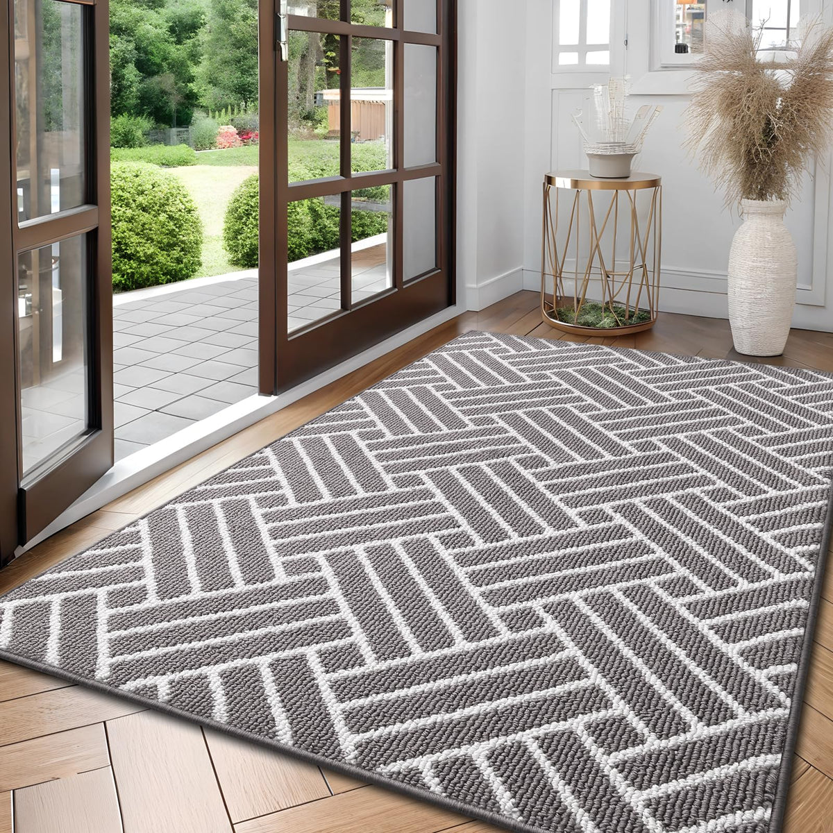 OLANLY Large Indoor Door Mat, 59x35 Inch, Dirt Resistant and Absorbent, Non-Slip Rubber Backing Floor Mats, Easy Clean Low-Profile Doormat for Entryway, Front Door, and Inside Entrance, Grey