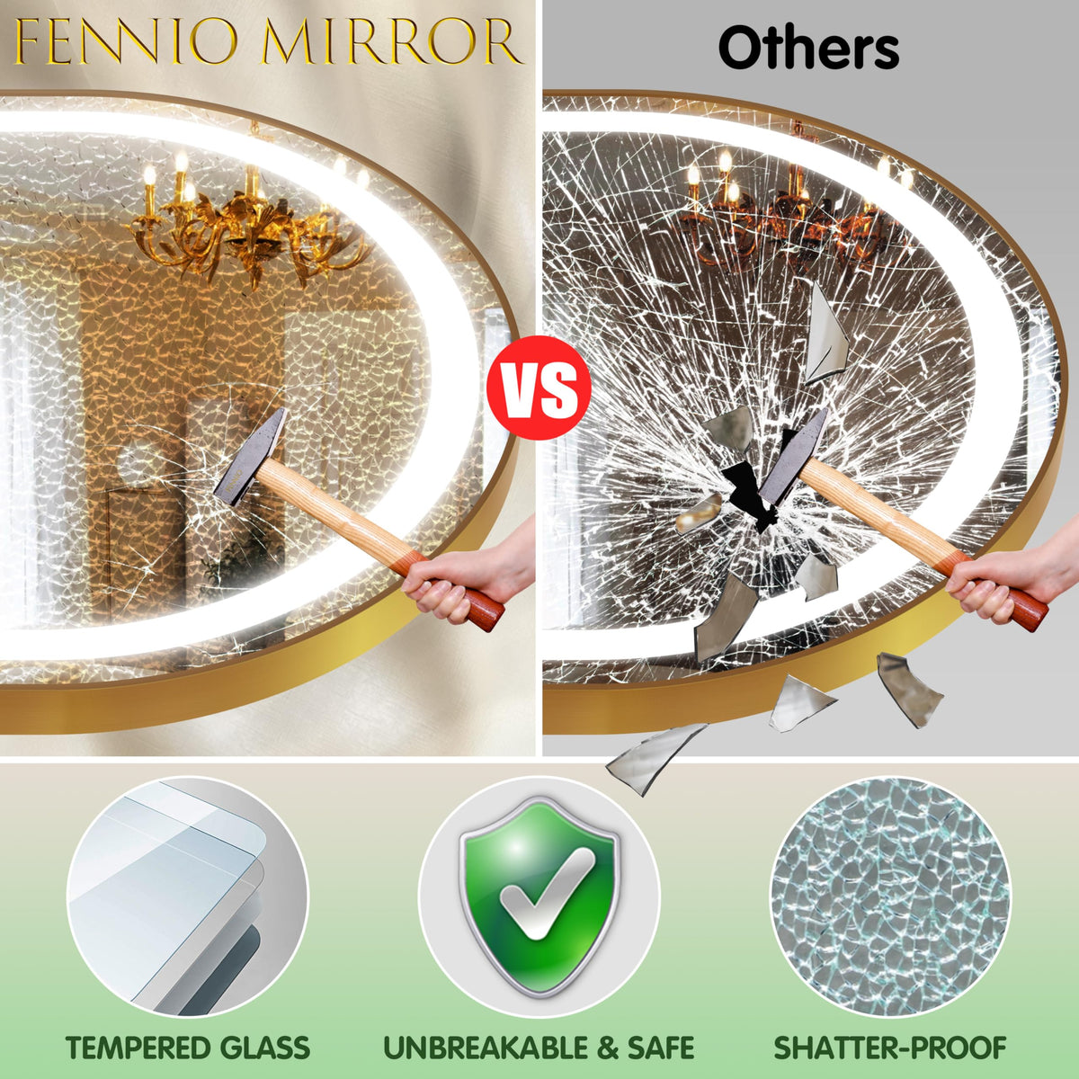 FENNIO 70" x 32" LED Full Body Mirror, Arched Wall Mounted Hanging Mirror with Lights for Bedroom, Salon, 3 Color Lighting, Tempered Glass, Brushed Aluminum Frame