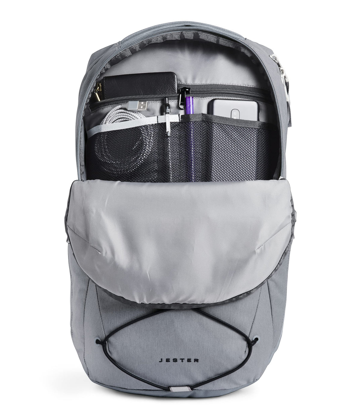 The North Face Jester Everyday Laptop Backpack | Commuter Daypack with Water Repellent Finish, 16" Laptop Sleeve, Huge Main Compartment, Mid Grey Dark Heather/TNF Black,One Size