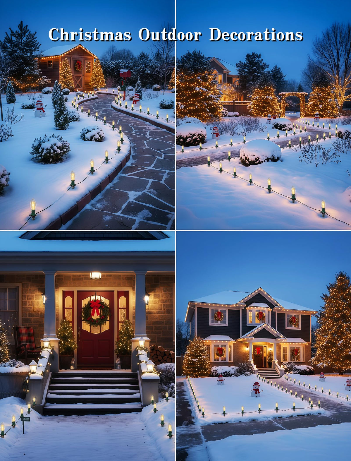 38FT C9 Christmas Pathway Lights Outdoor,25 Pack Warm White Connectable Weatherproof Christmas Walkway Lights with C9 Bulbs and Stakes for Driveway Yard Lawn Sidewalk Decorations