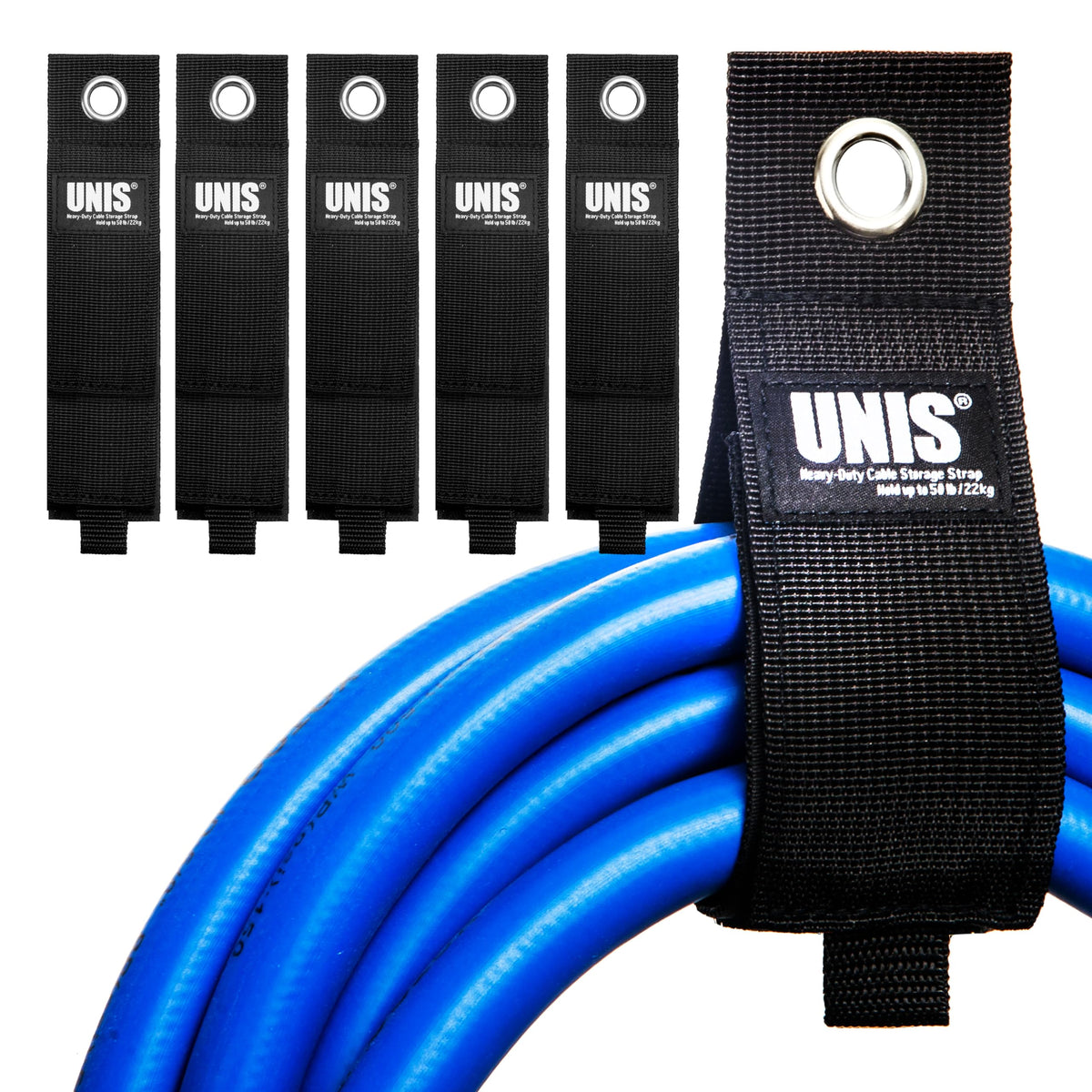5 Pack Heavy Duty Large 13-inch Extension Cord Storage Organize Cables, Hoses, Power Cords, and Ropes with Extendable Cable Ties Strap Loop Hanger