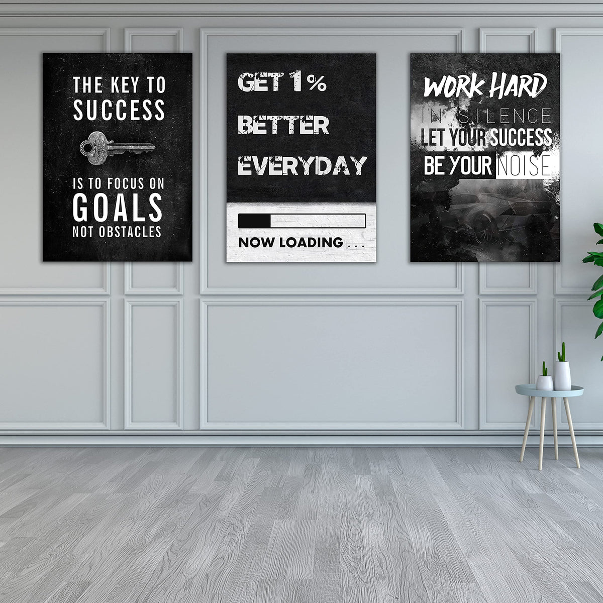 Yetaryy Motivational Poster Inspirational Wall Art 3 Pieces Canvas Painting Lion Artwork for Living Room Office Modern Home Decor Prints Pictures Wall Decor Framed Ready to Hang [36''Wx 16''H]