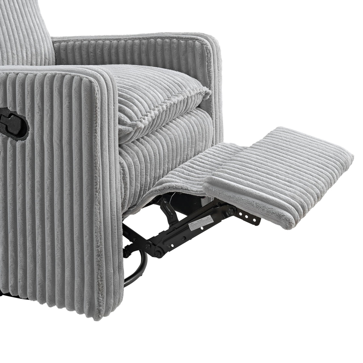 Oxford Baby Uptown Upholstered Glider Recliner Rocking Chair 360° Swivel for Nursery and Living Room - Corduroy, Ash Gray