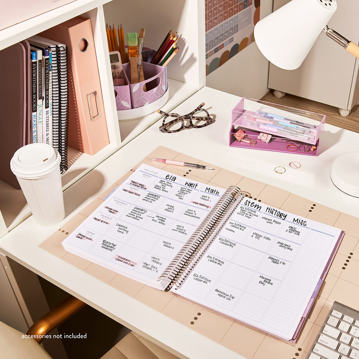 Erin Condren 8.5" x 11" Platinum Coiled Teacher Lesson Planner (July 2023 - June 2024) - Books of Wisdom Classic Cover, Wildflowers Theme - 80 Lb. Thick Mohawk Paper, Includes Sticker Sheets & More
