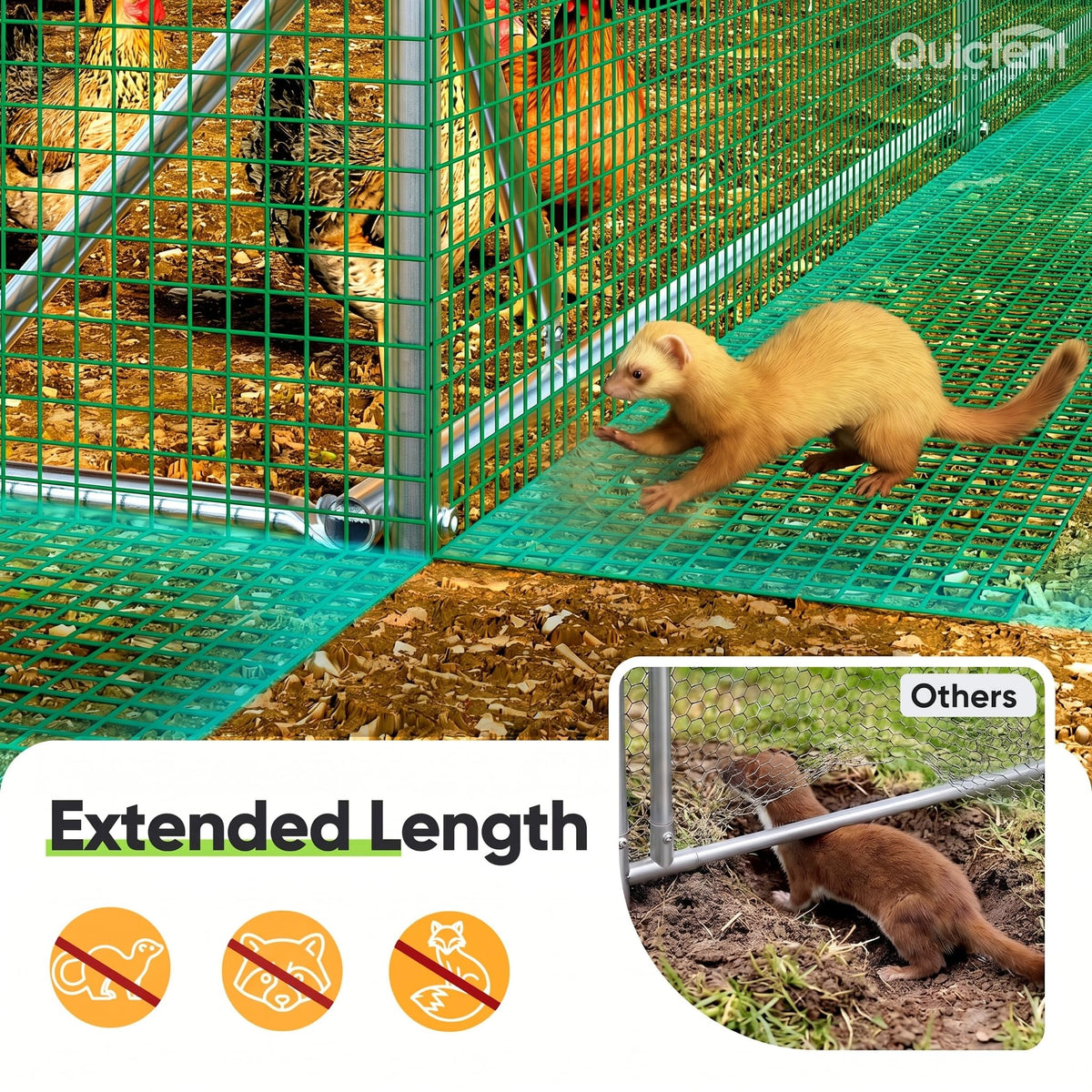Quictent Advanced Series 18x9 ft Metal Chicken Coop Run with Climbing Ladder, Large Walk-in Outdoor Poultry Cage Heavy Duty Predator Proof Hen Duck Rabbit Farm Pen House, Waterproof Anti-UV Cover