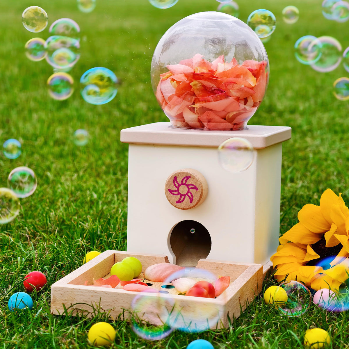 QimuMku 9.6" Wooden Gumball Machine Counting Montessori Toys for 3 4 5 Years Old Boys Girls, Toddler Preschool Learning Activities Toy for Kids Ages 4-8, Birthday Gifts Sensory Toys