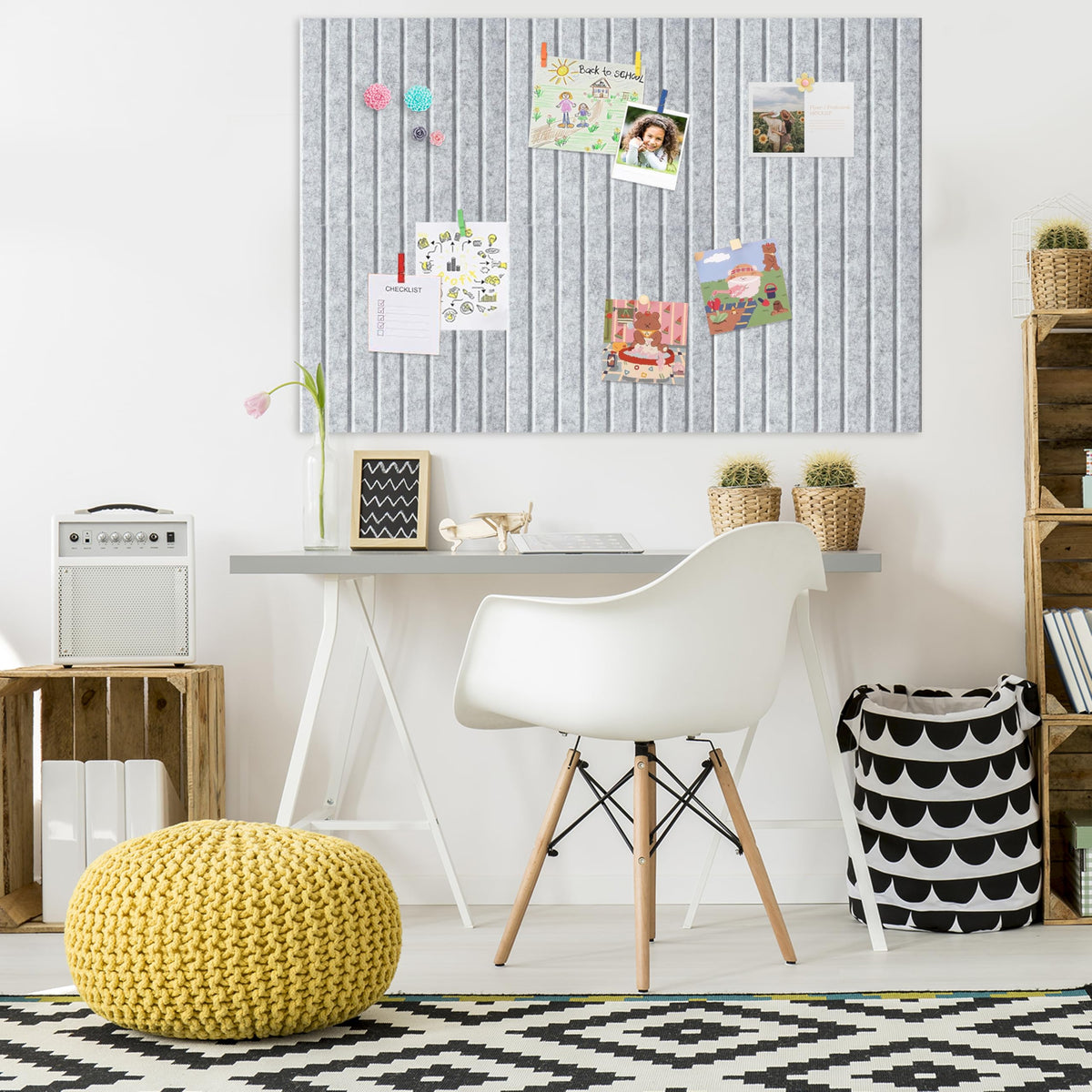 Yunihome Cork Board for Walls 36" x 24", 6 Pack Felt Bulletin Board Wall Tiles with 30 Push Pins for Home Kitchen School Office Wall DIY Decorative